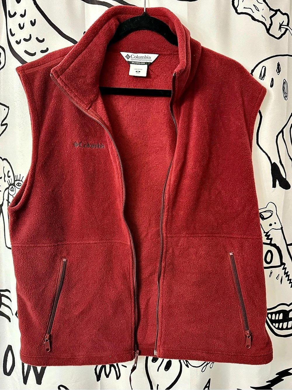 Columbia Steens Mountain Fleece Vest Men's Medium Burgundy